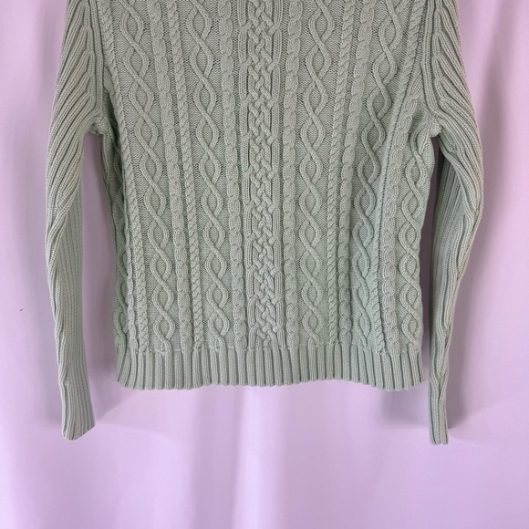 Valerie Stevens Cable Knit Turtleneck Sweater Women's S 100% Cotton mint Green - Picture 4 of 12